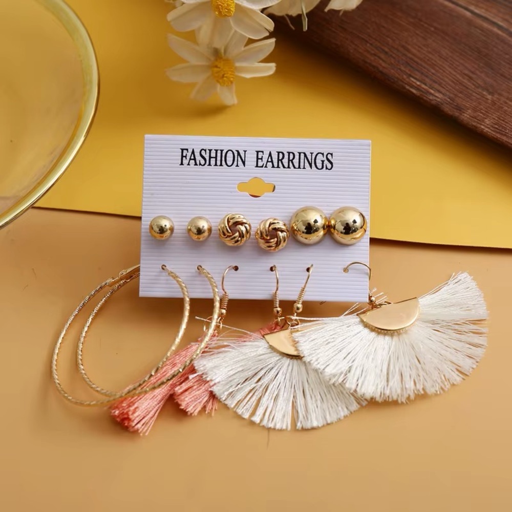 6 piece fashion earrings set / gold/rose boho NEW